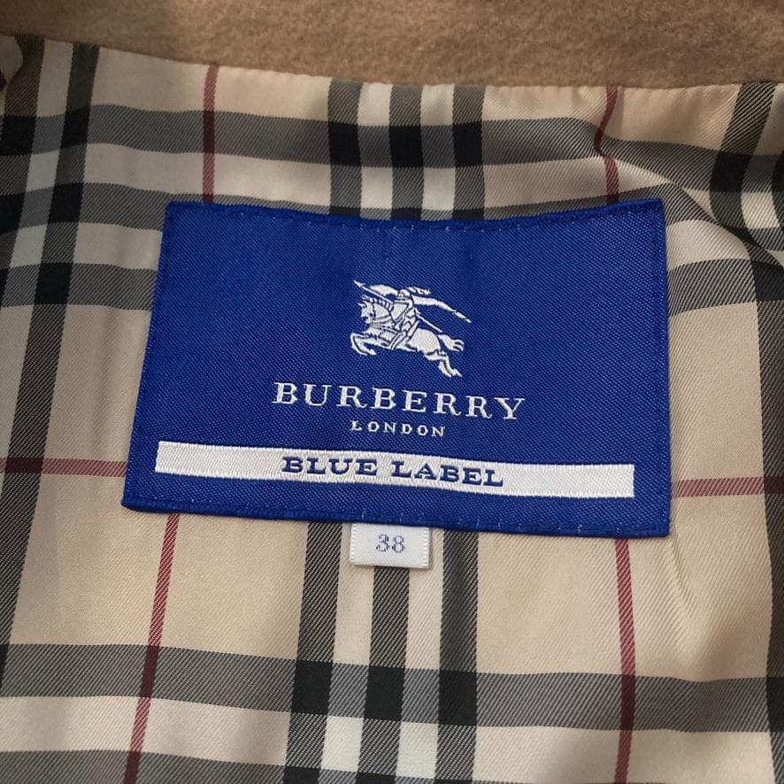 朴*様 【美品】バーバリーブルーレーベル　アンゴラ混ロングコート 裏地ノバチェッ