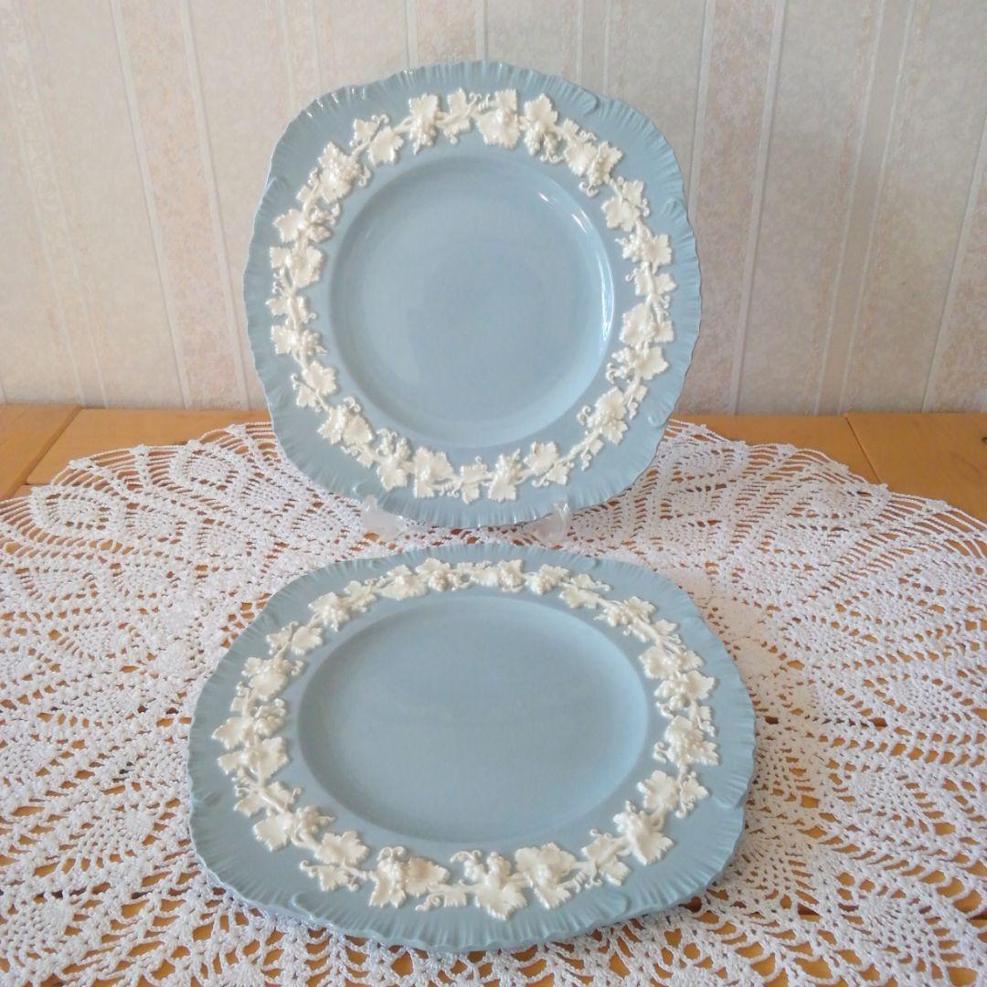 クイーンズウェア　エンボス　ラベンダー　シェルエッジ　２枚　ウェッジウッド