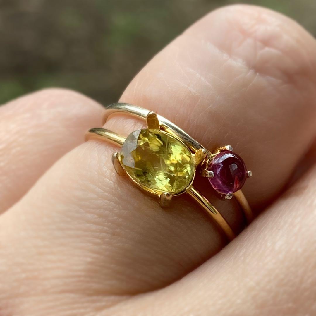 Silver925 18kgp カラーチェンジ スフェーン リング