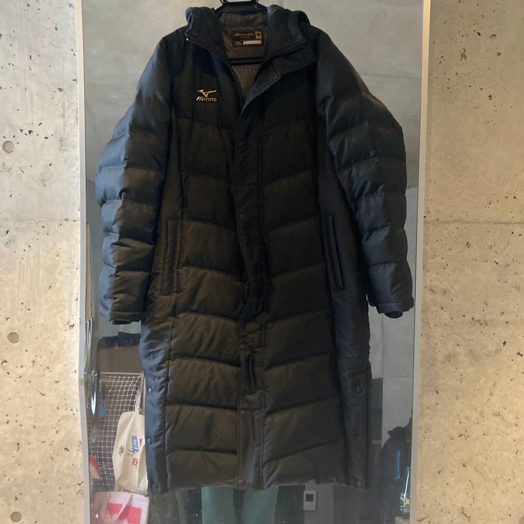ミズノプロ フード付きダウンコート M ブラック 野球 ベンチコート