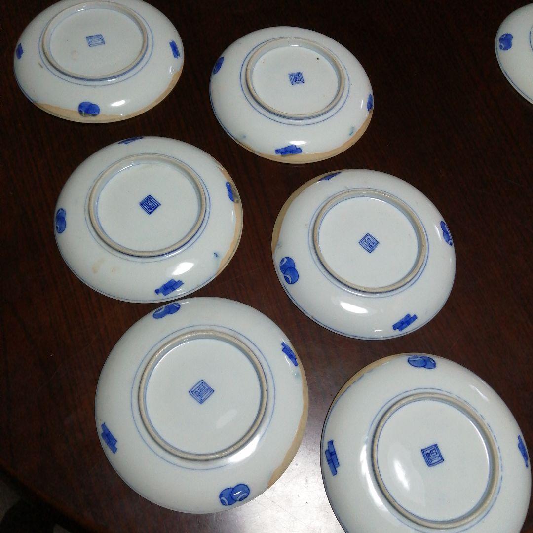 九谷焼　染付中皿　11枚　18.6cm　明治〜大正期