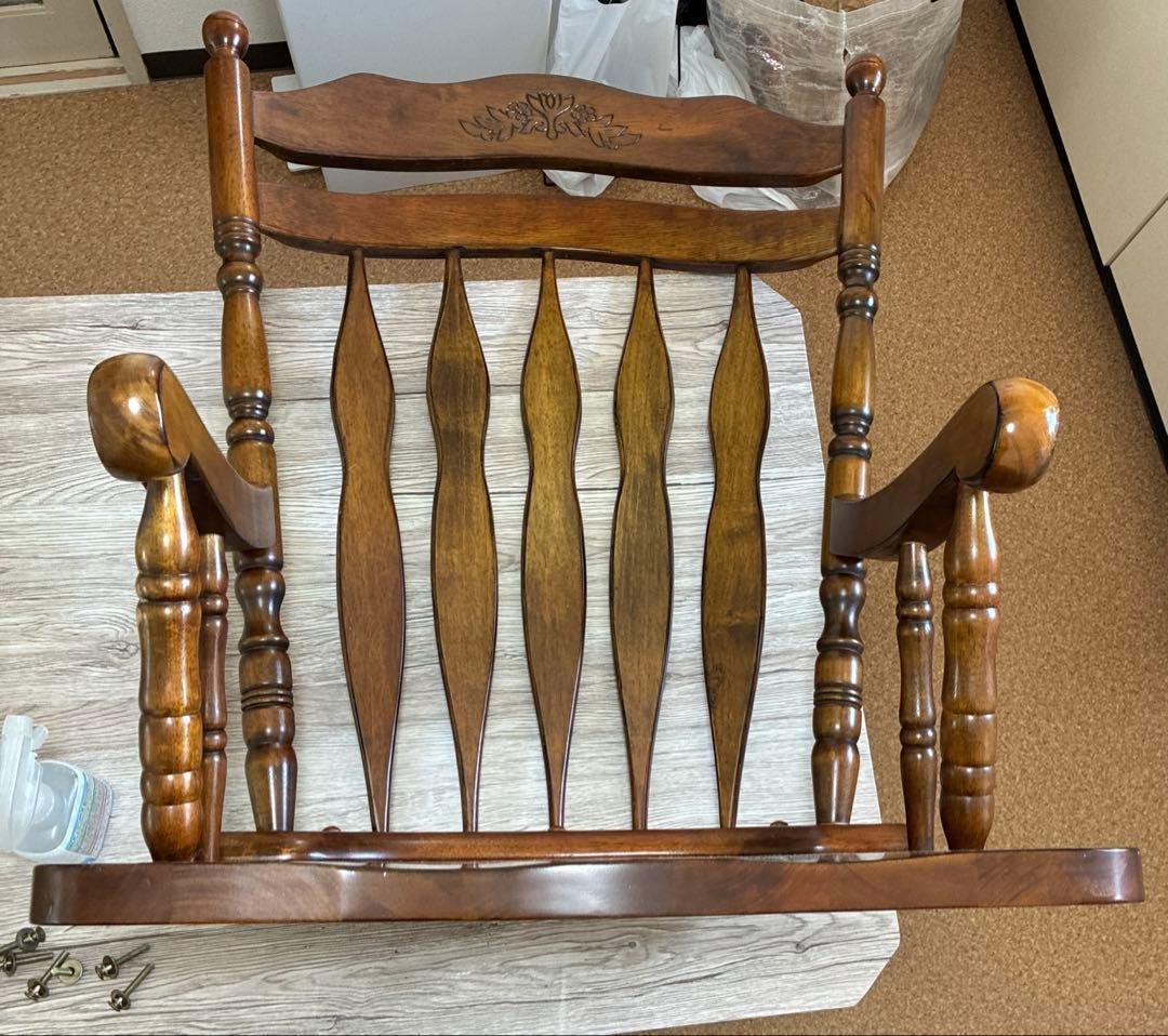 【タイムセール】19900→19000円 ロッキングチェア 椅子　肘掛け付 彫刻