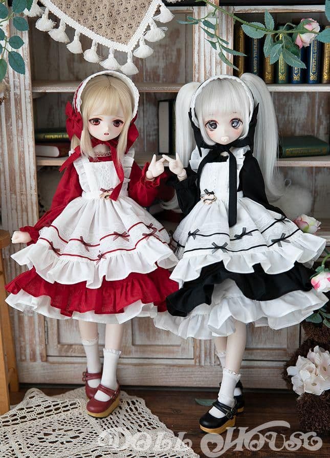 A28 BJD 1/4 ドール 衣装 人形服 メイド服 5点セット ハンドメイド