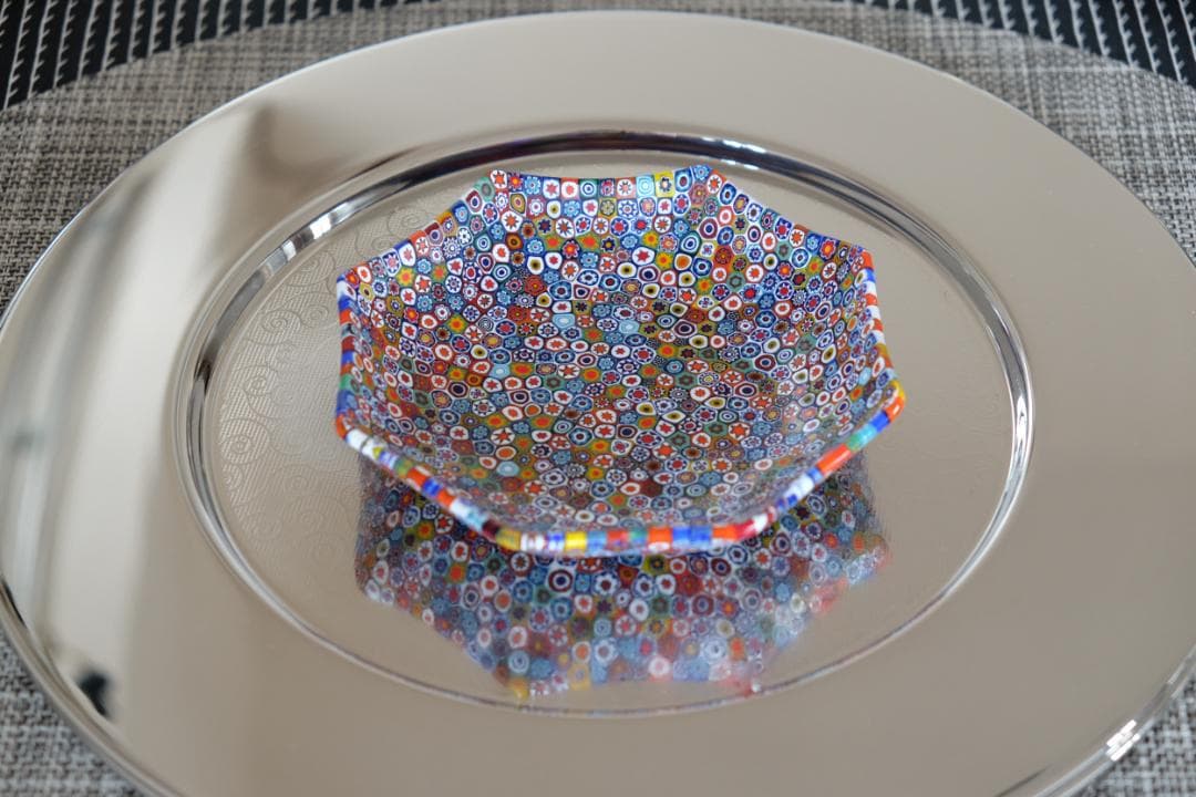 ベネチアンガラス ミルフィオリ プレート ガラス作家 検/ムラーノ 江波冨士子