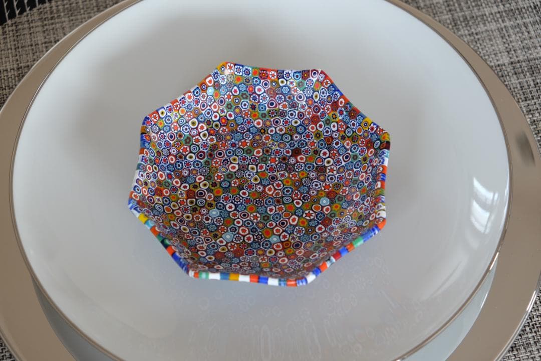 ベネチアンガラス ミルフィオリ プレート ガラス作家 検/ムラーノ 江波冨士子