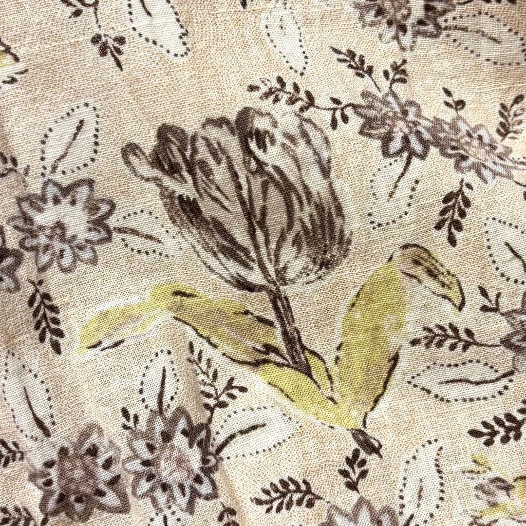 45R ギャザースモック　チュニック　ワンピース　カディコットン　花柄　リボン