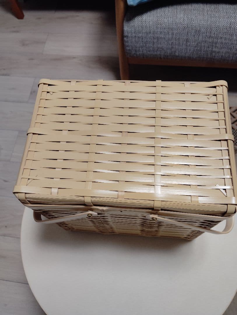 白竹かご（大）蓋付き