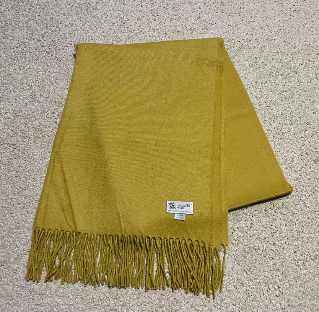 Johnstons of Elgin 大判 カシミヤ ストール イエロー