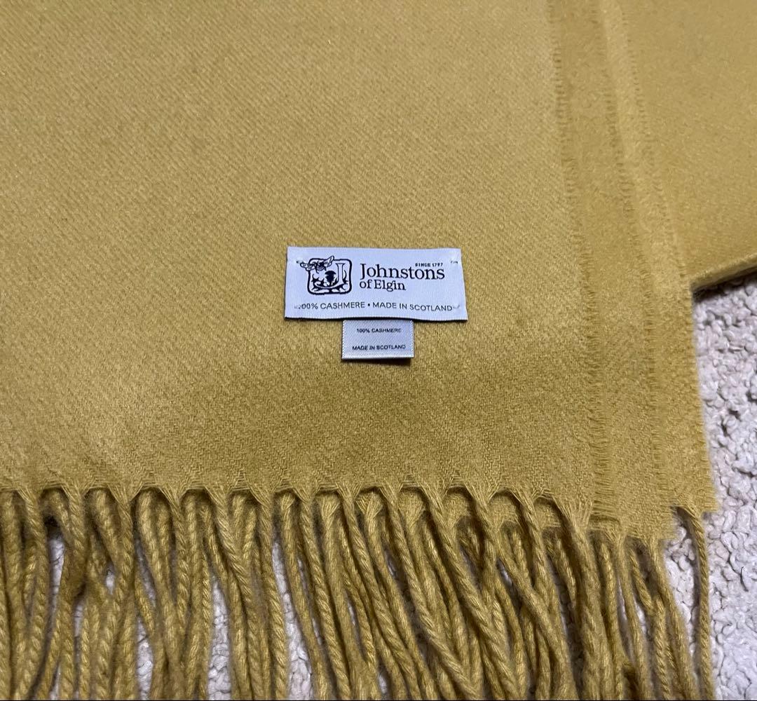 Johnstons of Elgin 大判 カシミヤ ストール イエロー