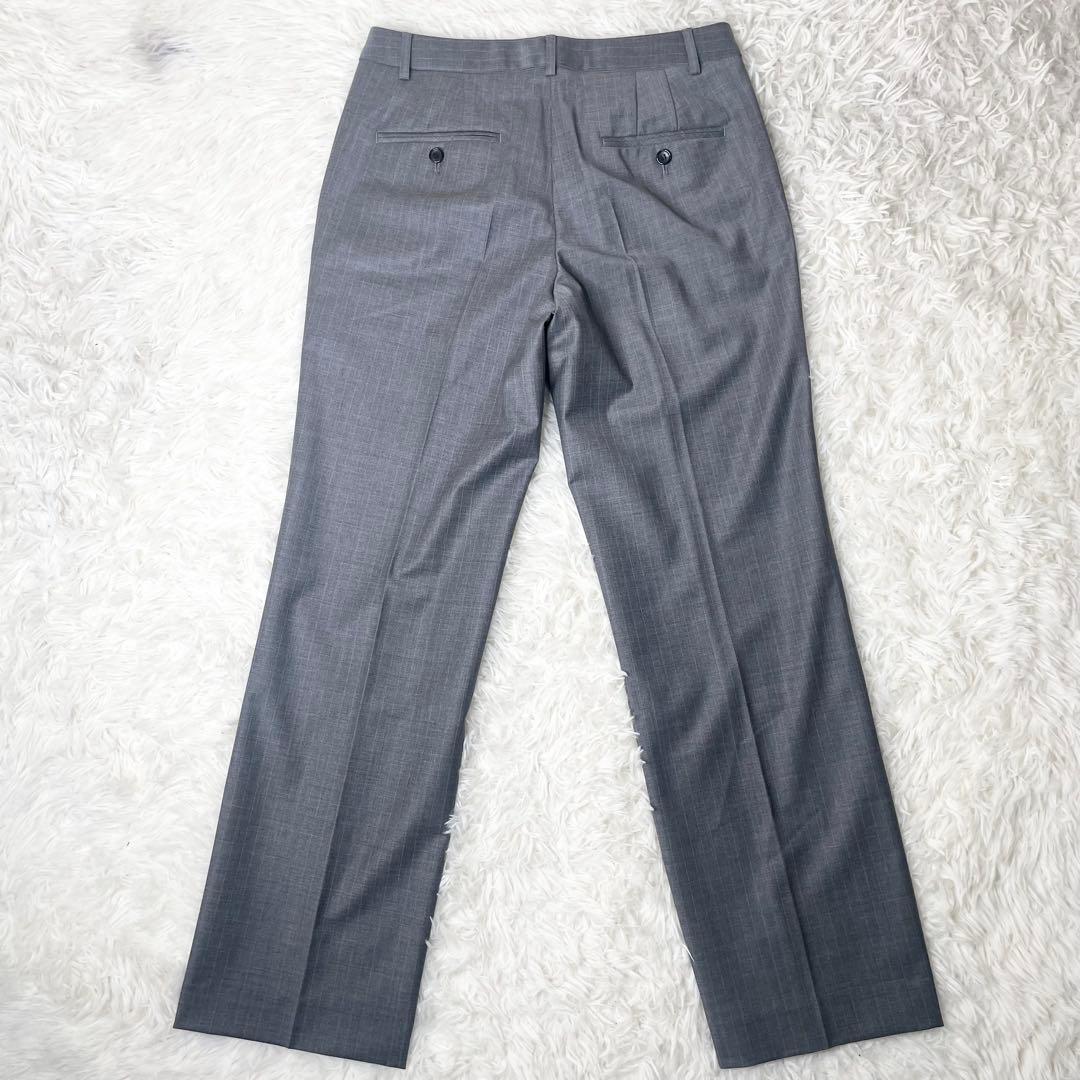 【美品】23区 パンツスーツ グレーストライプ 上XL下L
