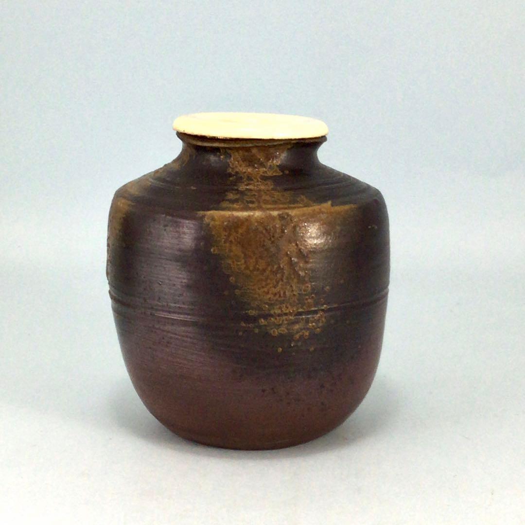 守時大融　備前肩衝茶入　共箱　茶道具