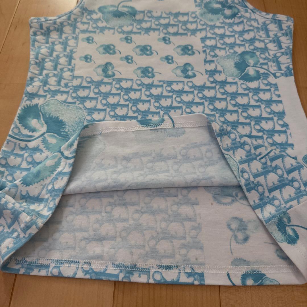 クリスチャンディオール　トロッター柄タンクトップ　40 水色・白