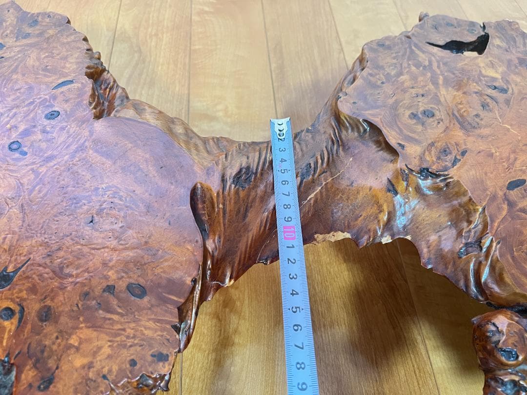 【天然一枚板】飾り台 盆栽台 花瓶台 座卓 足付き 大型 希少【光沢仕上げ】