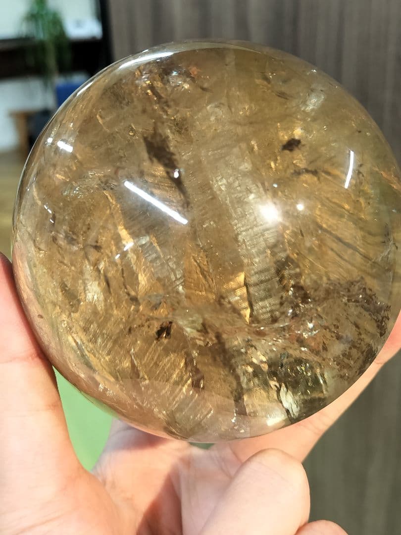 【上品&珍しい】シャンパンゴールド　スモーキークォーツスフィア