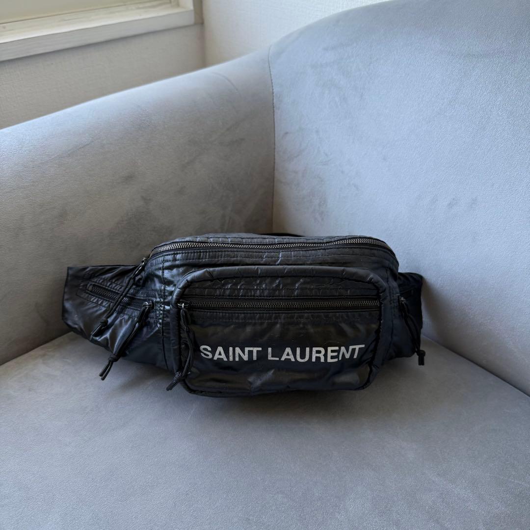 サンローランヌックスナイロン ウエストポーチ ボディバッグ ブラック