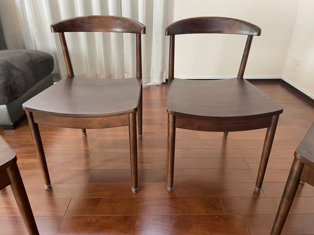 ダークブラウン 木製ダイニングチェア☆2☆送料込