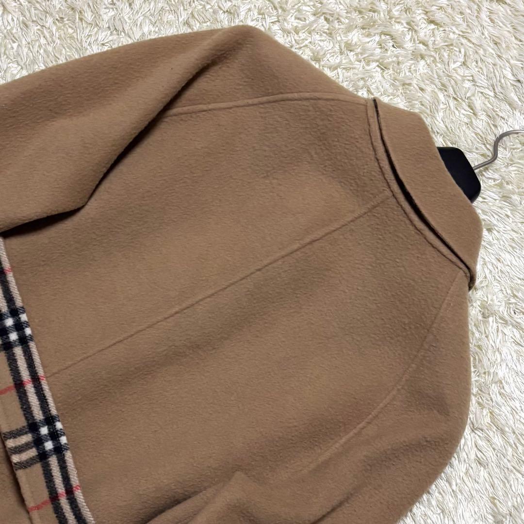 希少 バーバリー ノバチェック ロングコート リバーシブル ウール キャメル 7