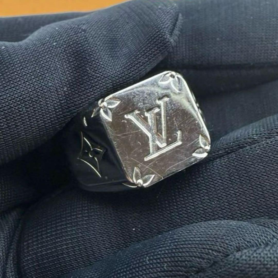 極美品　ルイヴィトン　シグネット　リング　シルバー　Lサイズ