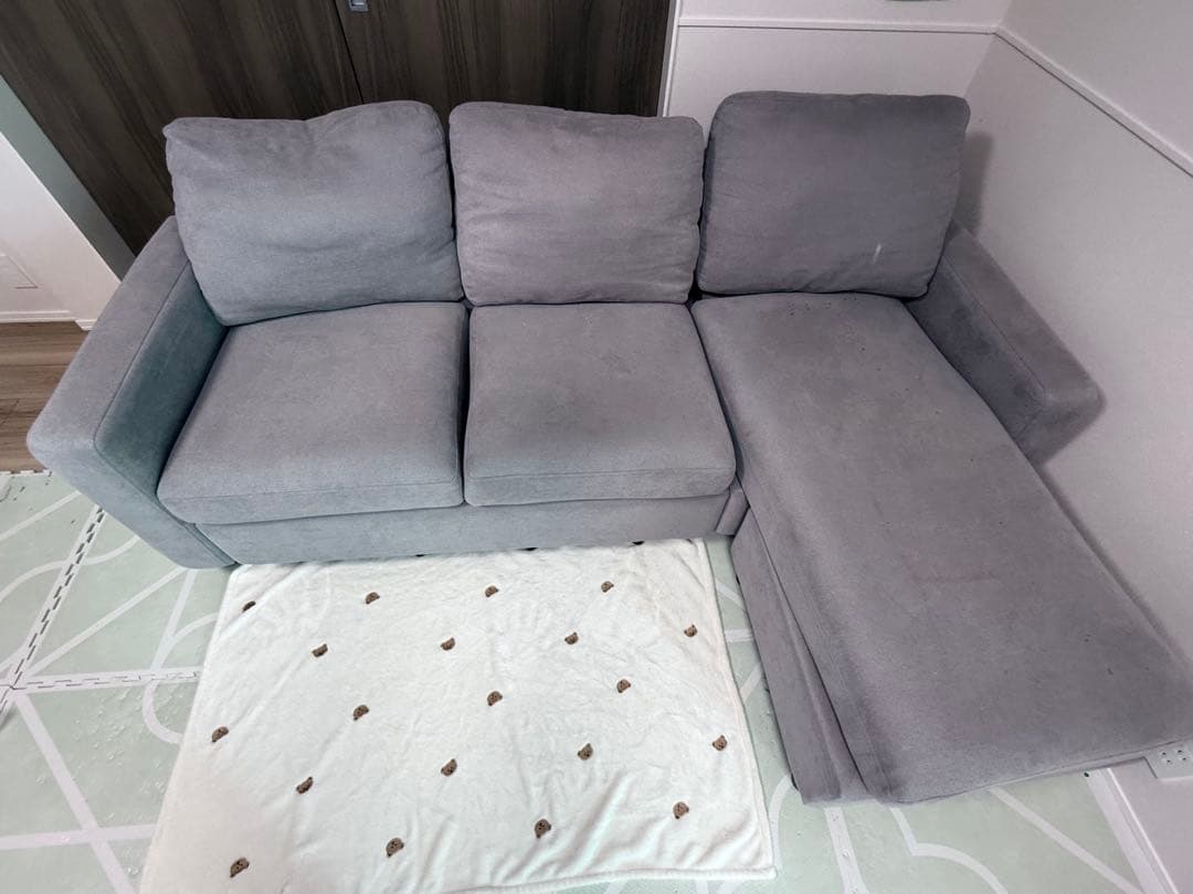 グレー L字型ソファ