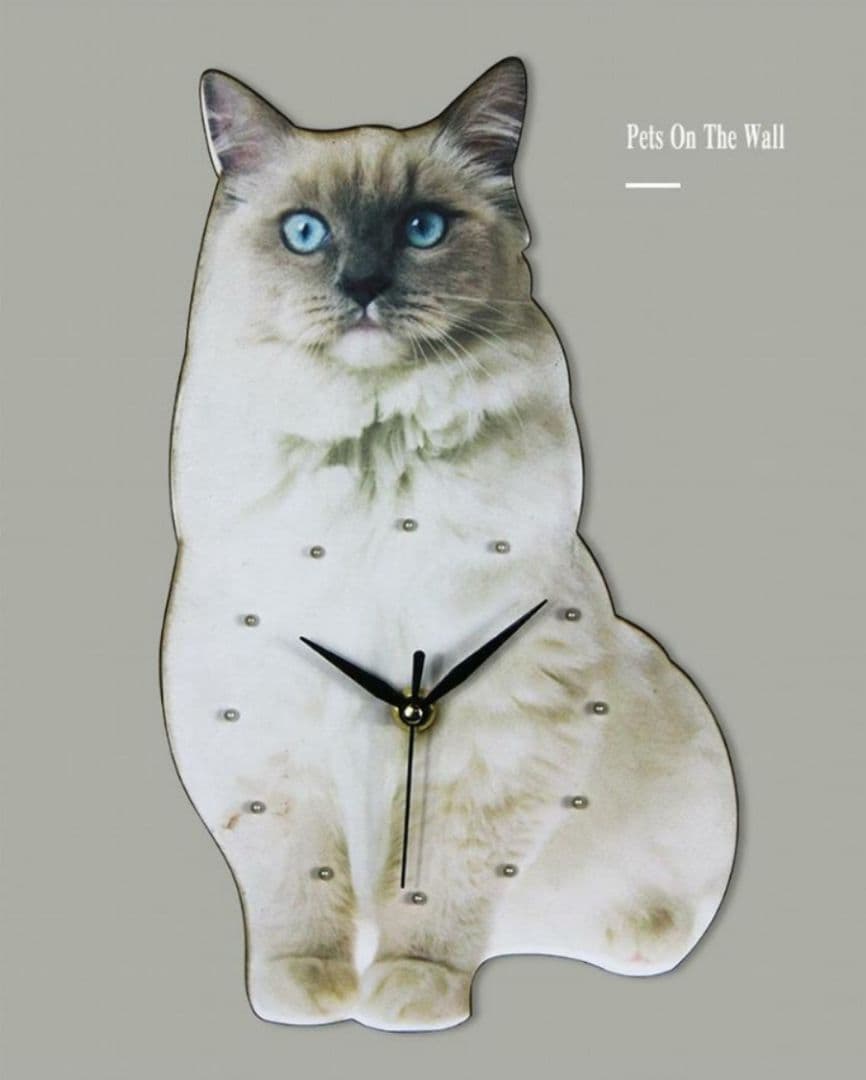 【リアル】壁掛け ペット時計 かわいい ラグドール インテリア