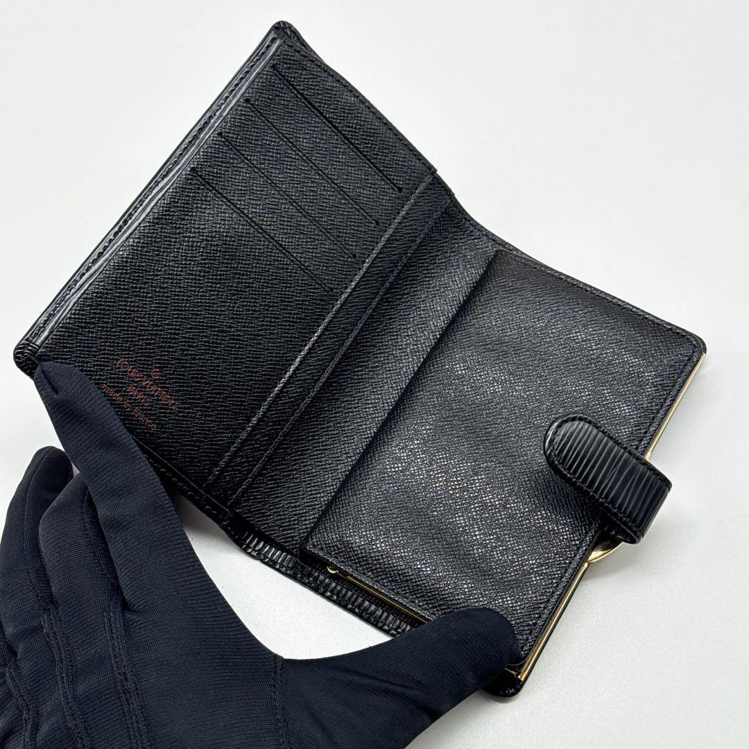 ルイヴィトン モノグラム ヴィエノワ 二つ折り財布 がま口 エピ 黒 財布