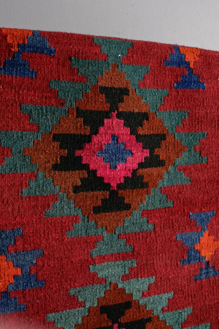 108cm×73cm キリムラグ　ウール　コットン　ネイティブ柄　アジアン