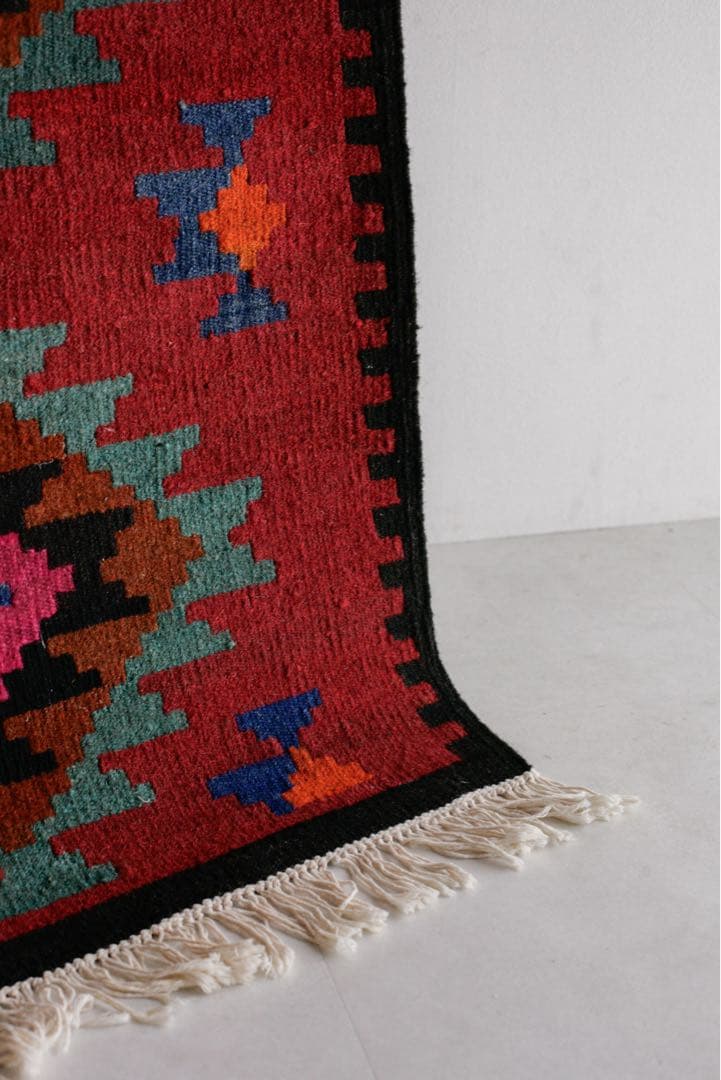108cm×73cm キリムラグ　ウール　コットン　ネイティブ柄　アジアン