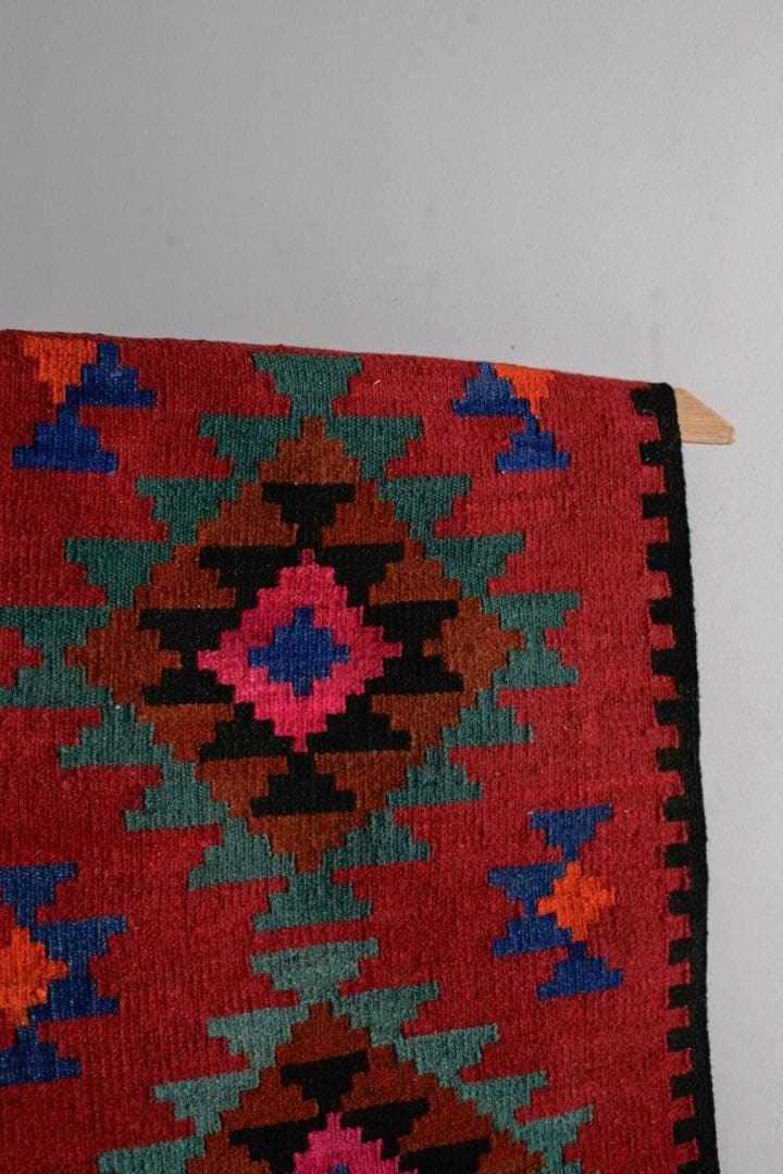 108cm×73cm キリムラグ　ウール　コットン　ネイティブ柄　アジアン