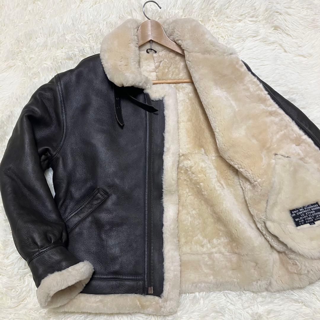 B-3 XL フライトジャケット ムートン ボア ラムレザー ダークブラウン