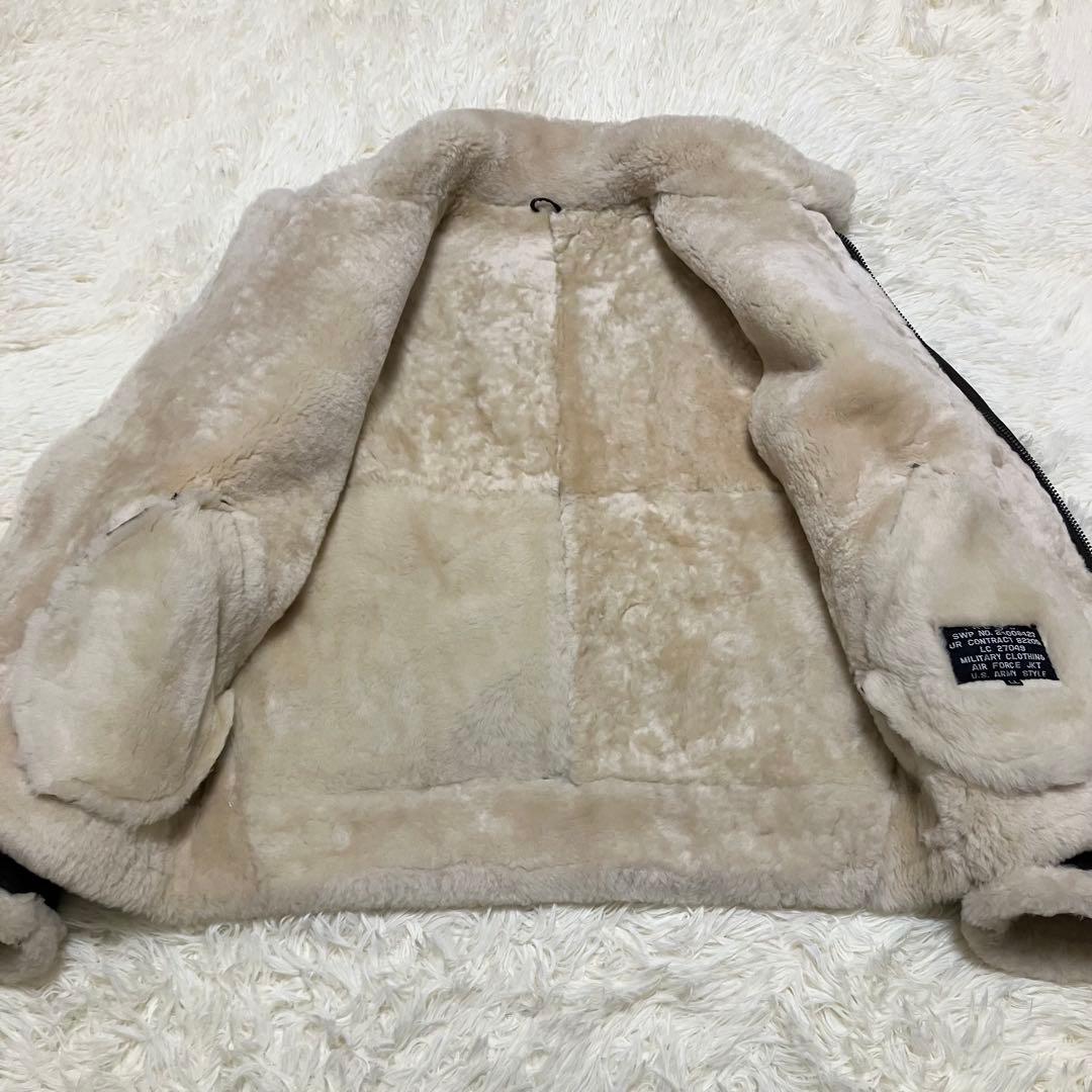 B-3 XL フライトジャケット ムートン ボア ラムレザー ダークブラウン