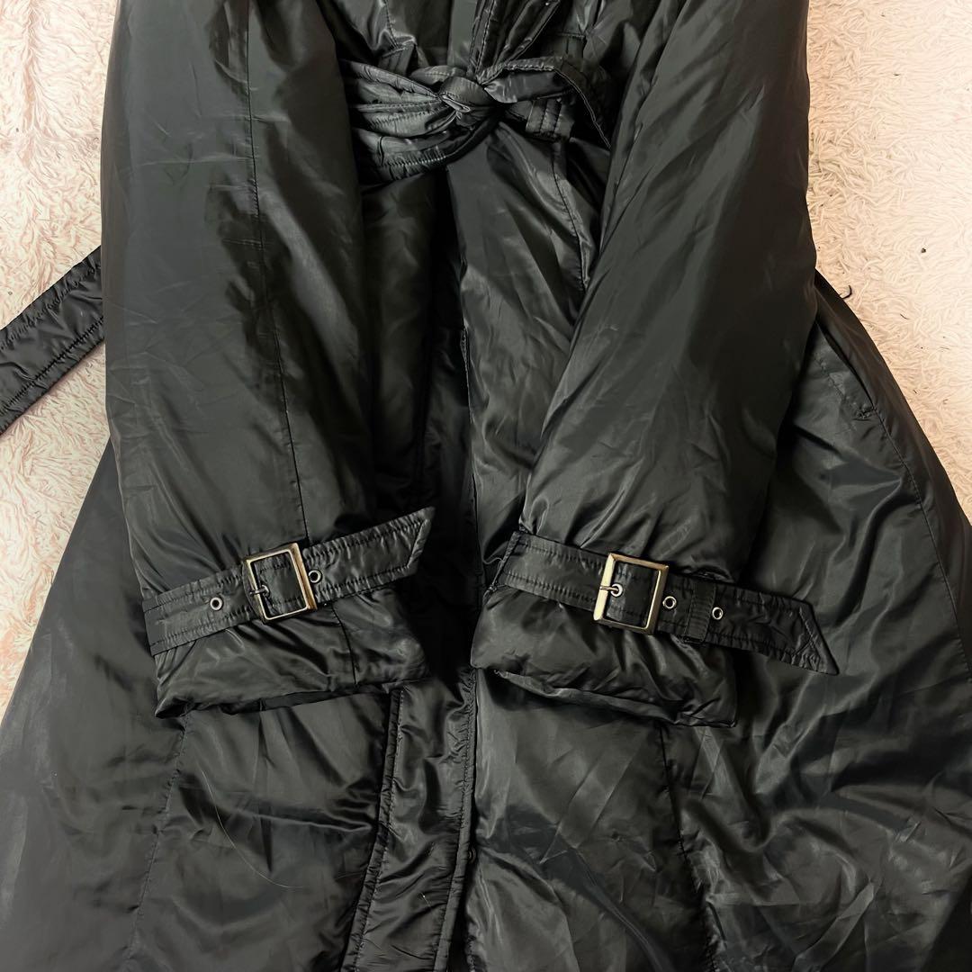 ✖︎ セオリー ダウンコート ロング ラクーンファー ベルト 黒 ブラック L