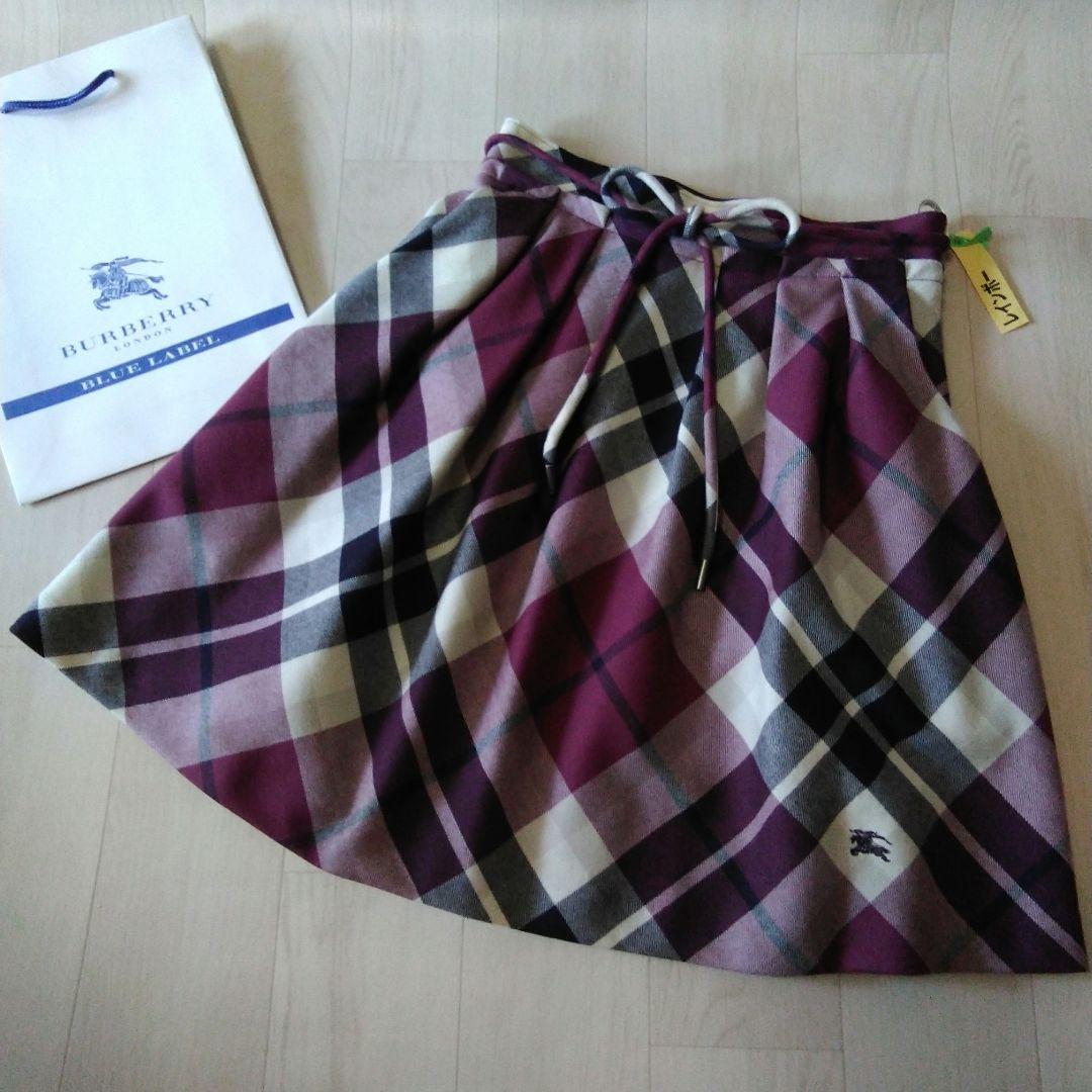 美品　バーバリーブルーレーベルホース刺繍付ベルト紐スカート　38
