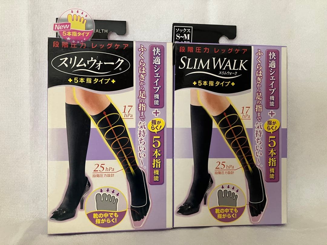 新品10個セット　スリムウォーク 着圧ソックス 5本指タイプ S-M