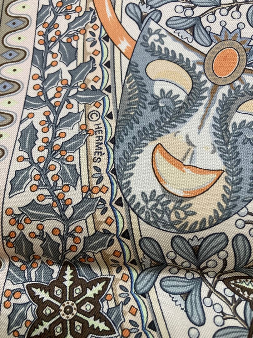 最終価格　エルメス スカーフ　カレ90 世界の中心軸　Axis Mundi