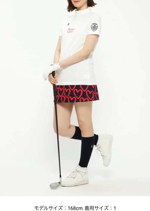 パーリーゲイツ ルアンチンカルゼ ストレッチスカート ＜落書きハート柄プリント＞