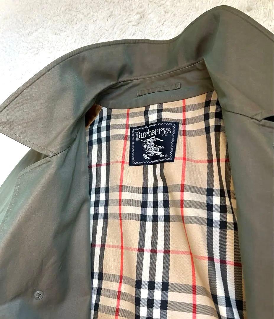 【玉虫カラー】バーバリー　カーキ　トレンチコート　ノバチェック　XL