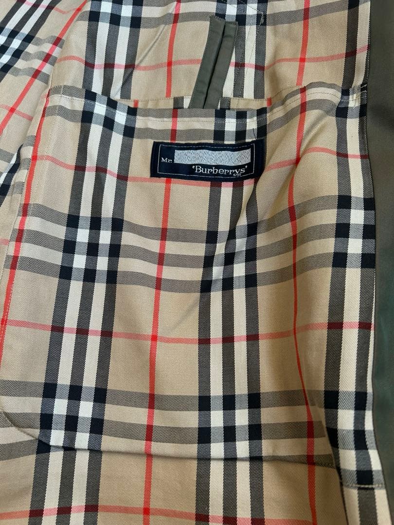 【玉虫カラー】バーバリー　カーキ　トレンチコート　ノバチェック　XL