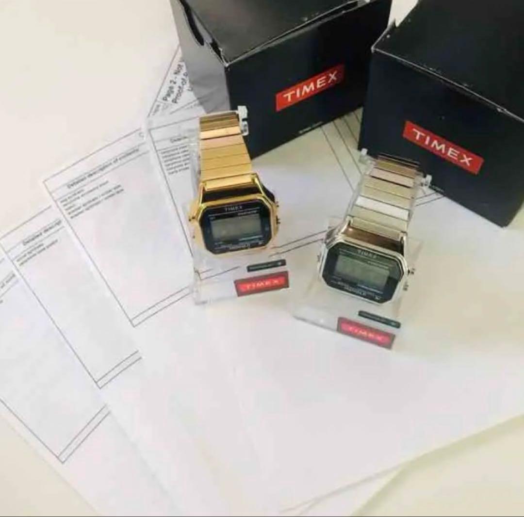 アメリカ正規買付 TIMEX シルバー 腕時計 supreme ベースモデル