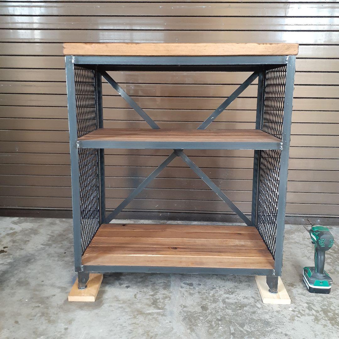 アイアン　シェルフ　ラック　インダストリアル　ハンドメイド　シューズラック　男前