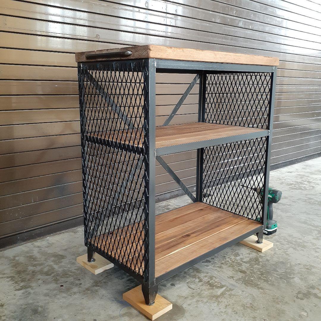 アイアン　シェルフ　ラック　インダストリアル　ハンドメイド　シューズラック　男前