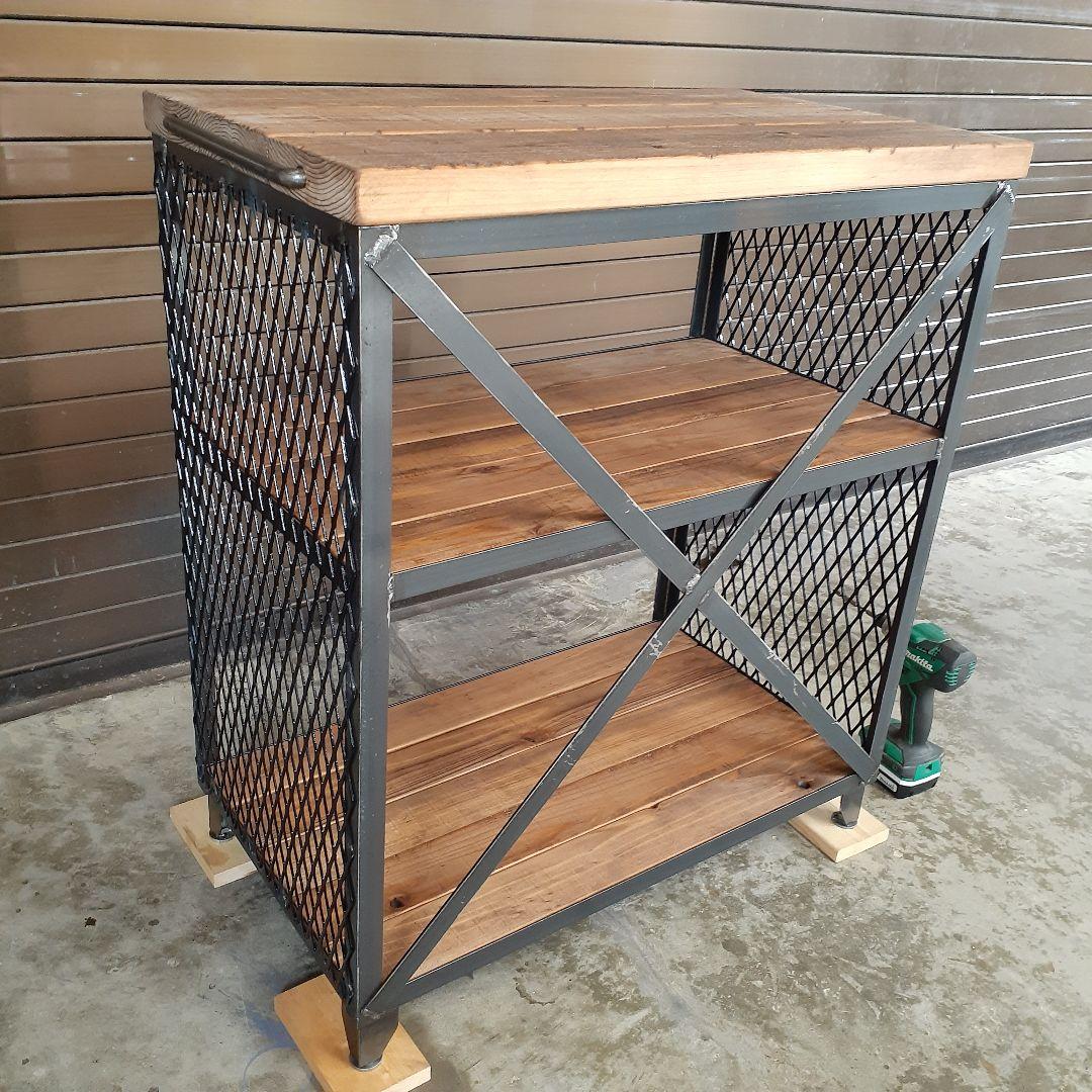 アイアン　シェルフ　ラック　インダストリアル　ハンドメイド　シューズラック　男前