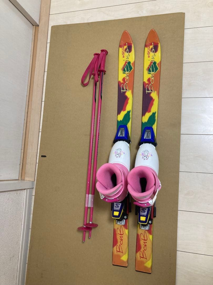 サロモン　キッズ用　スキー板100cm ブーツ19cm ストック80cm セット