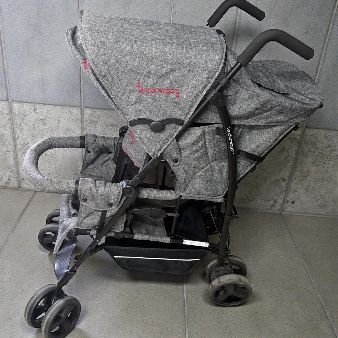 【状態良好】Kinderwagon HOP 2人乗りベビーカー 双子 年子 折り