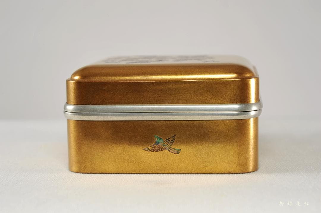 山下甫斎 菊籬蒔絵 四方 銀縁 香合 内菊蒔絵梨子地 共箱 茶道具