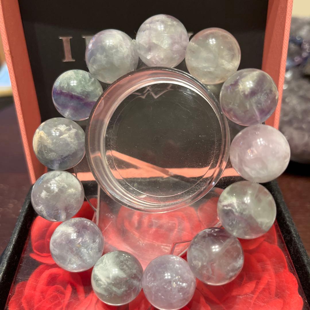 天然石ブレスレット　エンジェルフェザーフローライト　超大玉