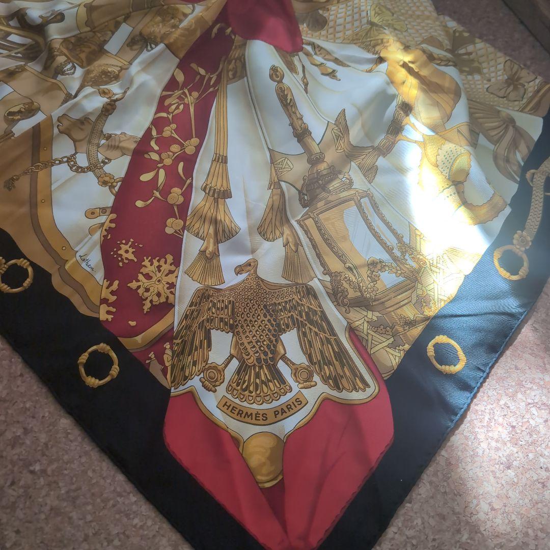 【美品】HERMES soleil de soie カレ90エレガントスカーフ