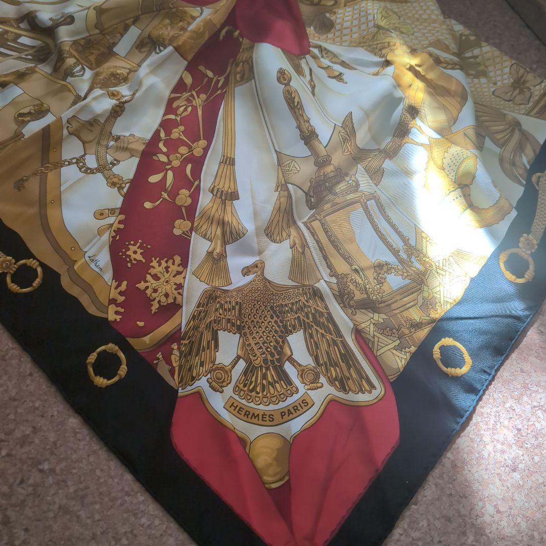 【美品】HERMES soleil de soie カレ90エレガントスカーフ
