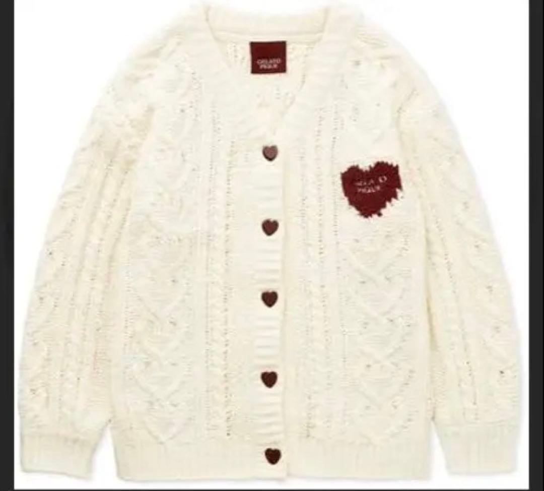ジェラピケ　ハートアランプルオーバー　カーディガン