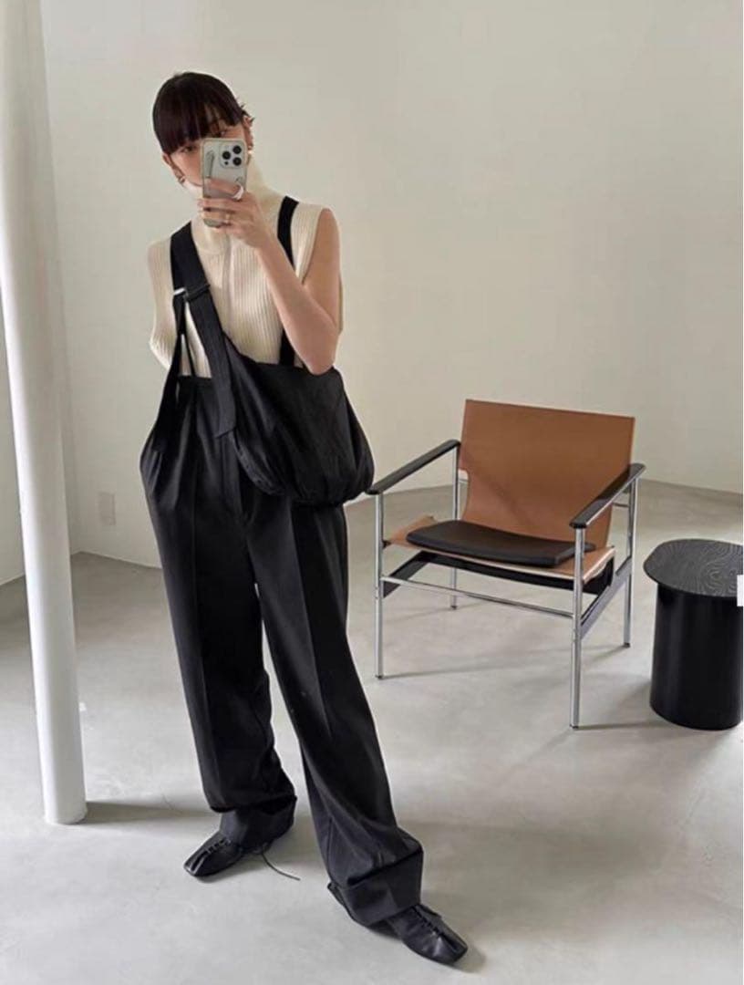 todayful サスペンダーハイウエストパンツ