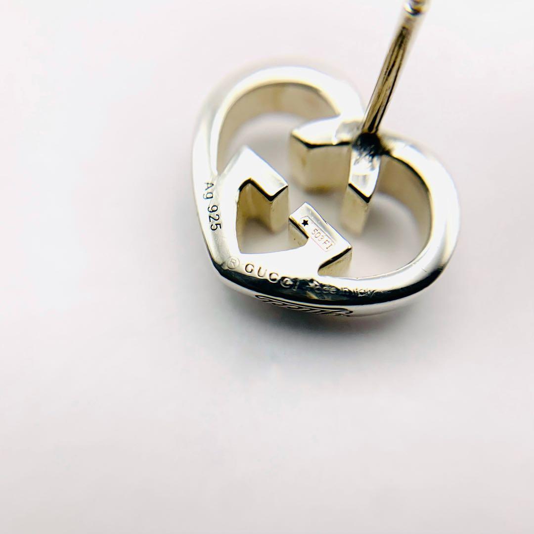 美品 グッチ GUCCI インターロッキング ハート ピアス Gロゴ 両耳